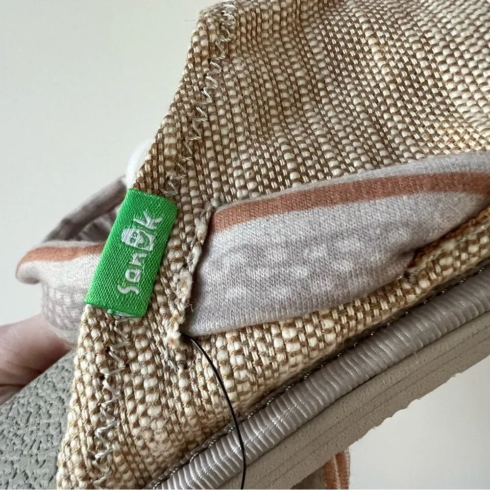 NEW Sanuk Yoga Sling Cruz Prints Flat Slingback Sandals in Tan